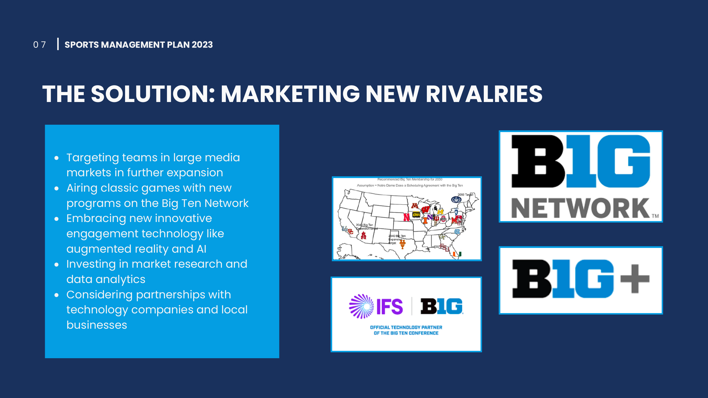 Big Ten marketing recommendations slide
